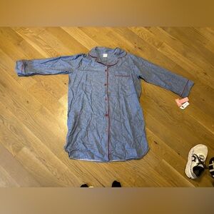 Vintage Night Shirt Sleep Gown Medium NWT Women’s Carole Button Up Blue
